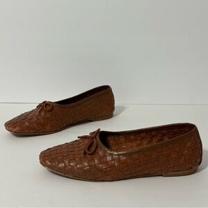 Quince Italian Leather
Handwoven Square Toe Ballet
Flat Brown Size 6 Boho Casual